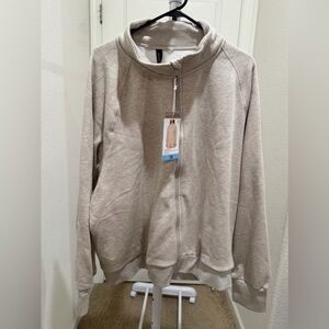 “New” Mondetta Light Tan Fleece Full Zip Jacket sizeXS&3X